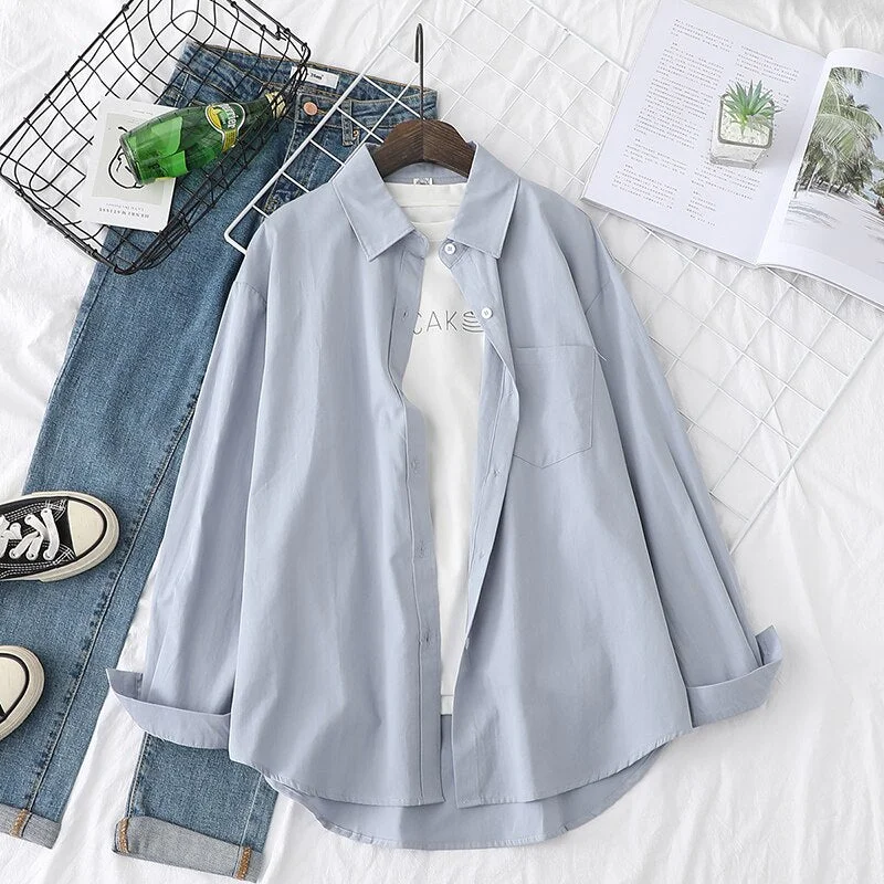 Solid Shirts Womens Blouses Lady White Tops Long Sleeve Female Clothes Outwear Office Wear Spring Autumn News