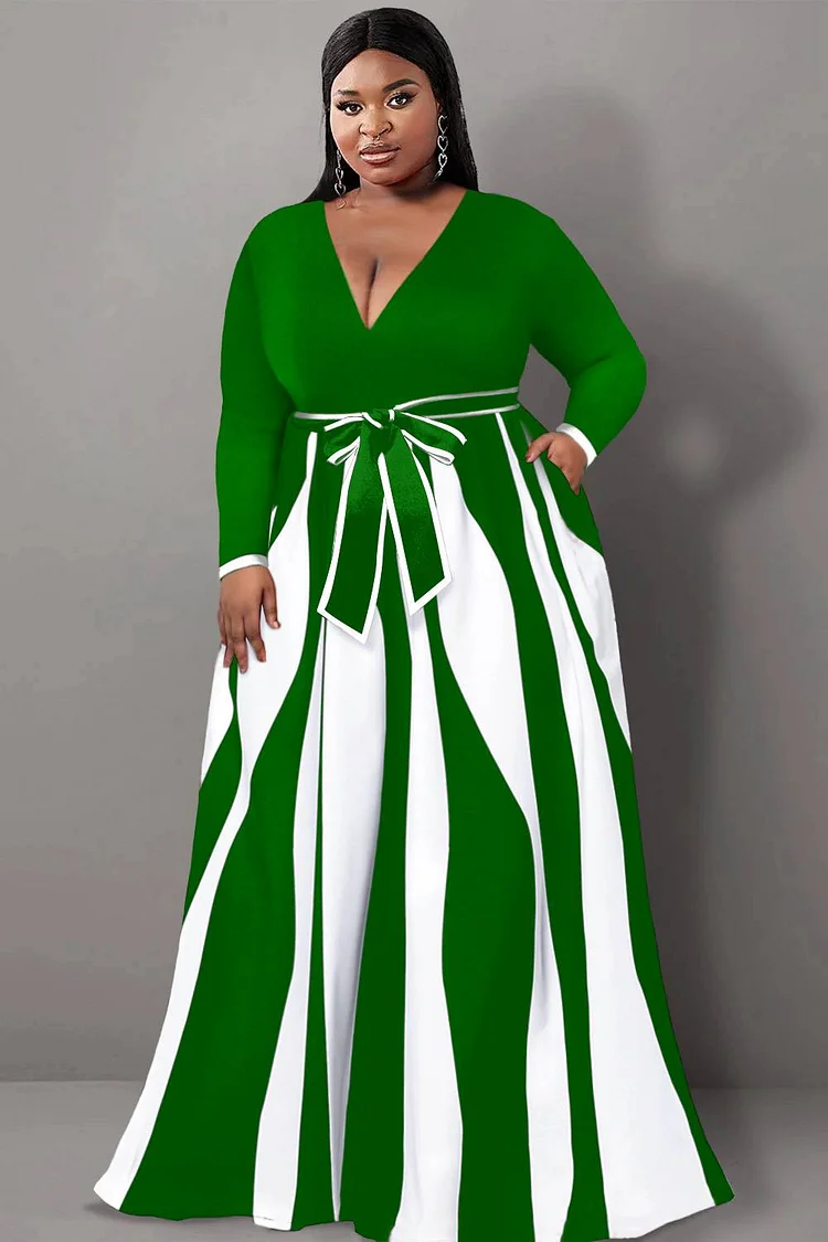 Green and white plus hotsell size dress