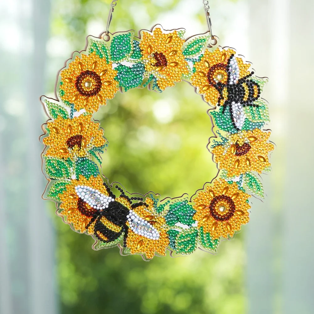 DIY Diamond Painting Art Hanging Wreath - Bee