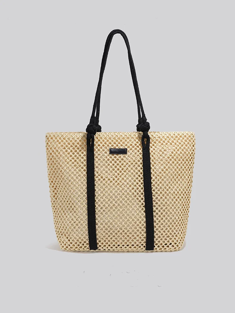 Lulusnow Handmade  Straw Beach Summer Bag Vintage Foldable Handbag for Travel Crochet Shoulder Bag  Minimalist Lifestyle