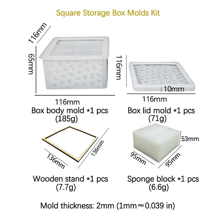 Square Resin Mold 9PCS Different Sizes Silicone Molds Different