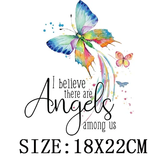 Colorful Butterfly Iron On Transfer For Clothing A-level Washable Thermal Sticker Beautiful Flower Patches On Clothes Decoration