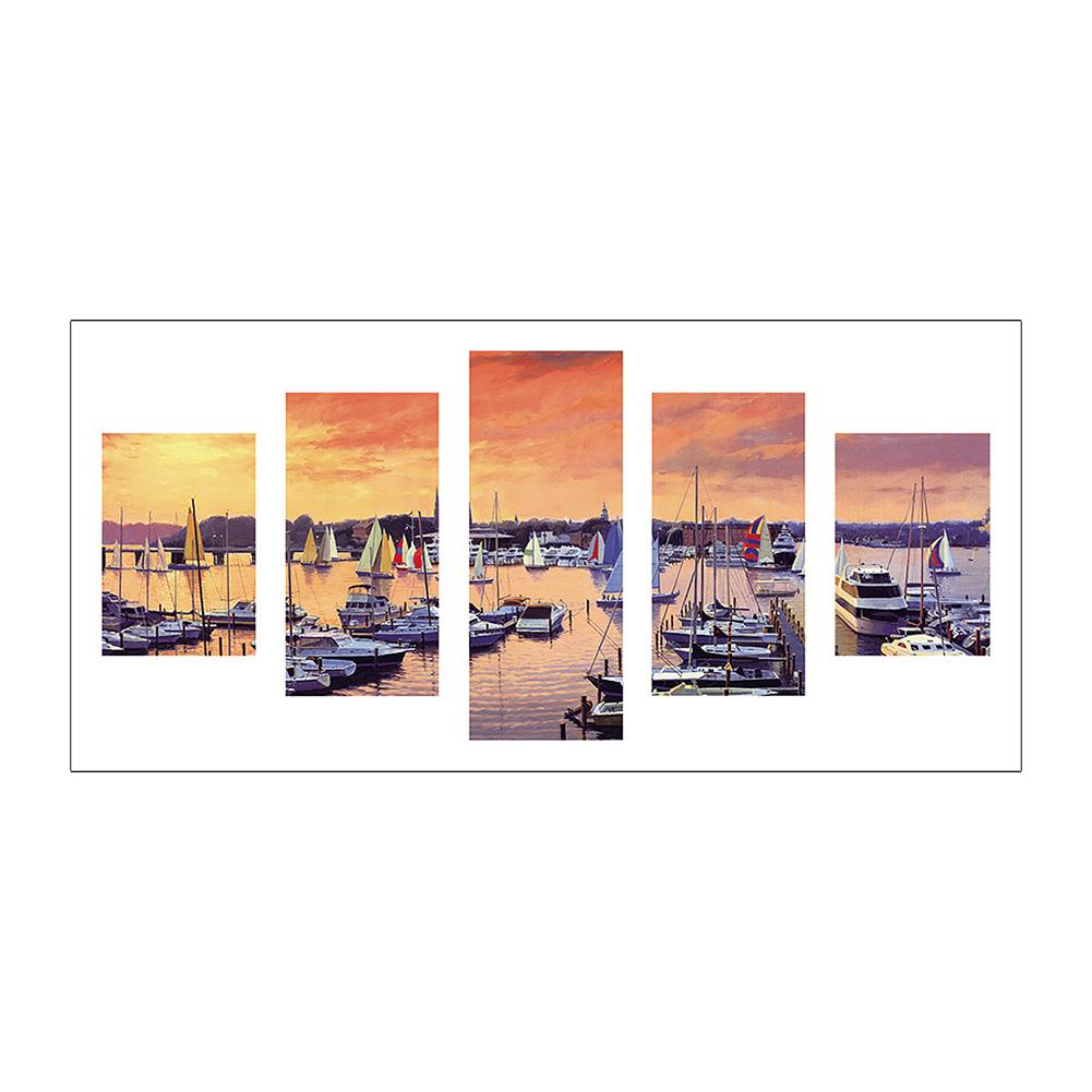 

95*45CM - Multi-picture Round Drill Diamond Painting - 5pcs Sailboat, 501 Original
