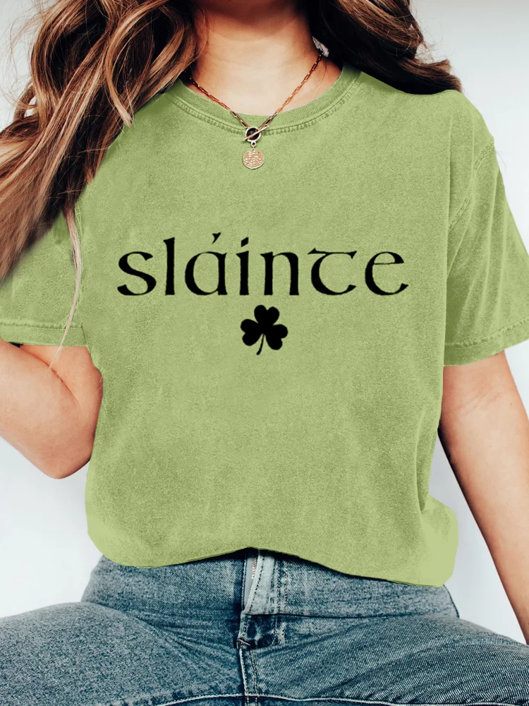 Comstylish Slainte St. Patrick's Day Print Vintage Comfy T Shirt
