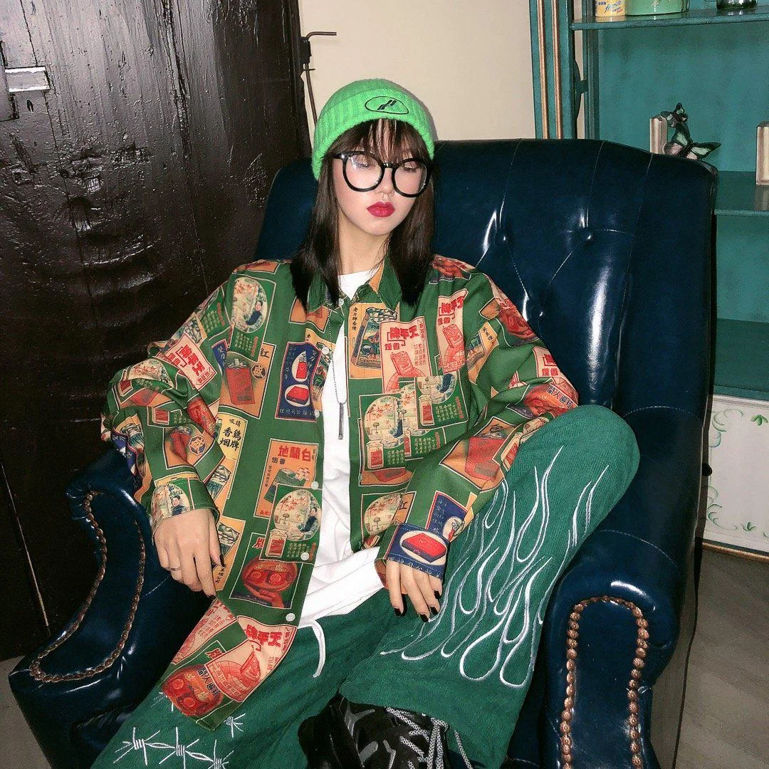 RETRO HONG KONG STYLE LOOSE SHIRT V124