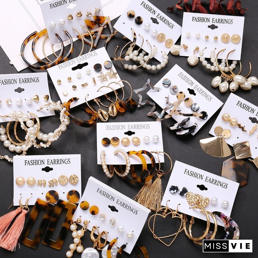 Styles New Tassel Acrylic Earrings For Women Bohemian Set Big Geometric Drop Earring