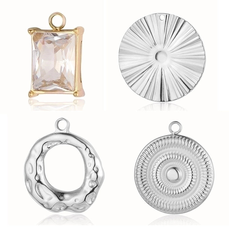 3 Pieces Retro Solid Color Stainless Steel Plating Inlay Rhinestones 18k Gold Plated Charms Jewelry Accessories