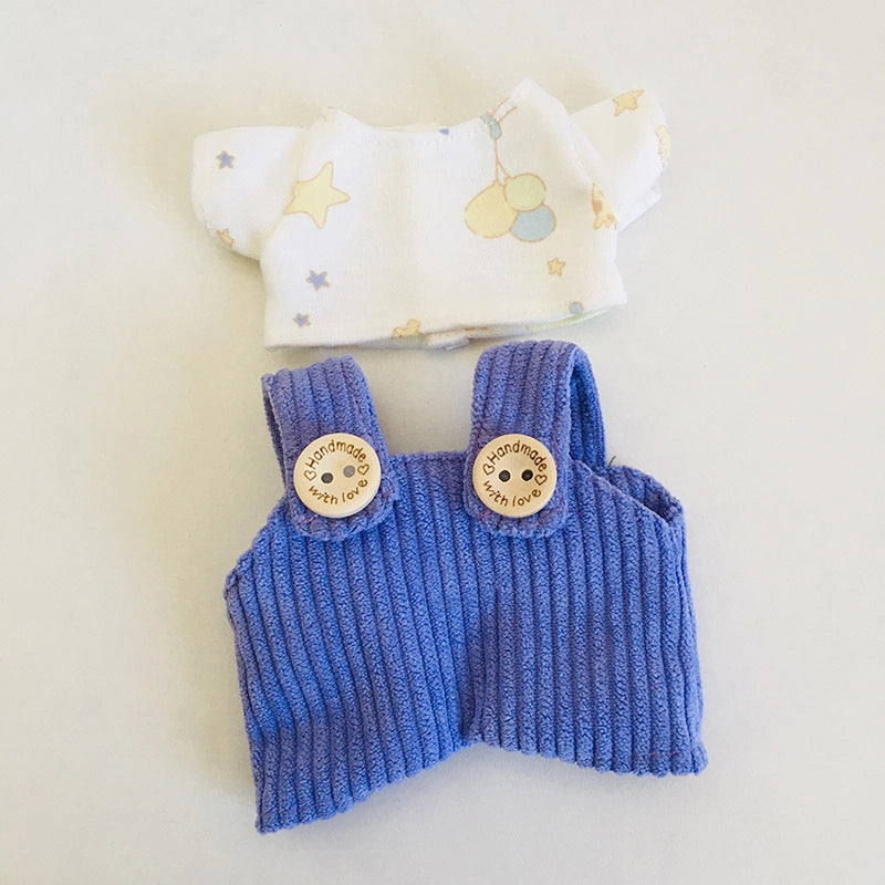 17cm Vinyl Plush Doll Clothes Pull Cloth Pendant T-shirt Button Suspender Pants Clothing Accessories Blind Box Doll Clothes