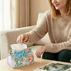 (24cm)Ocean Butterfly Rose 24cm DIY Diamond Painting Rhinestones Decorative Tissue Box Reusable Crystal Mosaic PU Tissue Holder for Home Car Desk Decoration Craft