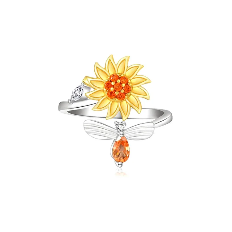 For Daughter - S925 Drive Away Your Anxiety Sunflower Fidget Ring