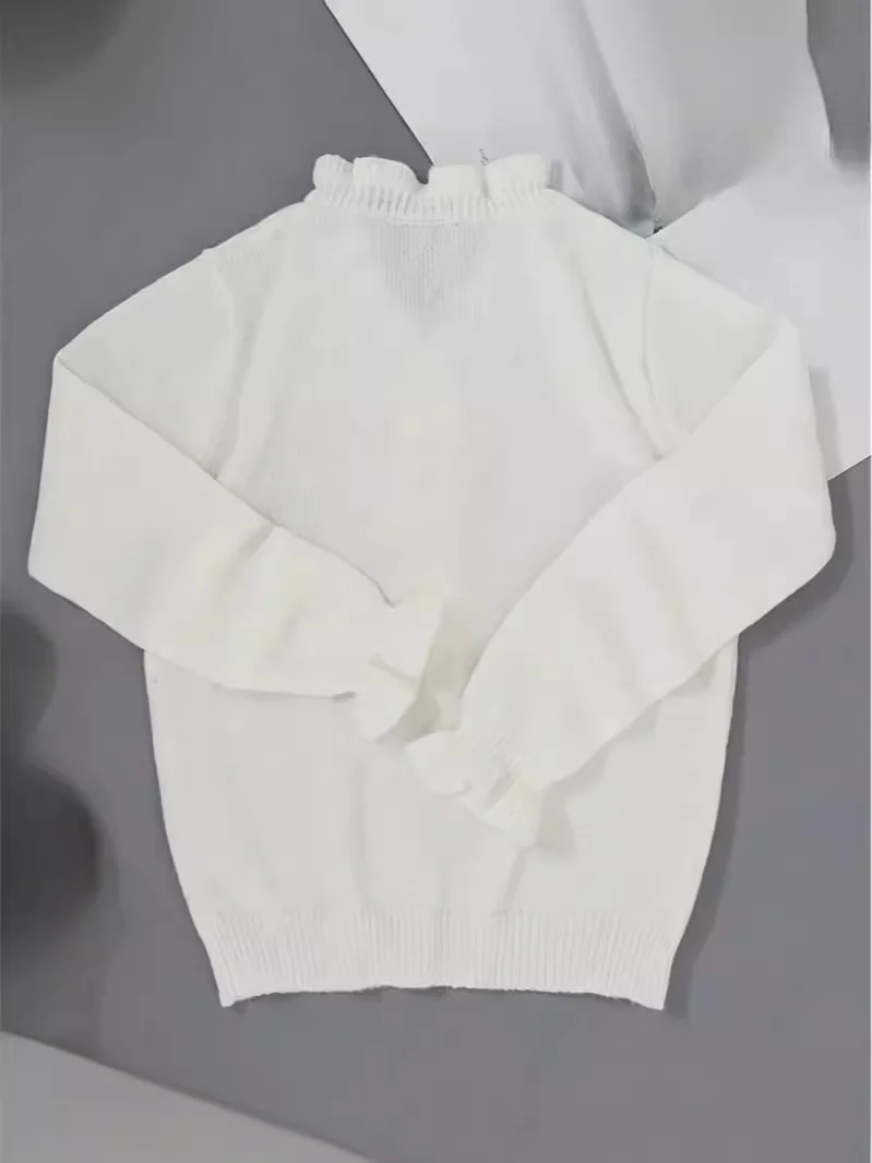 Athvotar Athvotar Spring And Summer Autumn Long-Sleeved Lotus Leaf Edge V-Neck Knitted Sweater