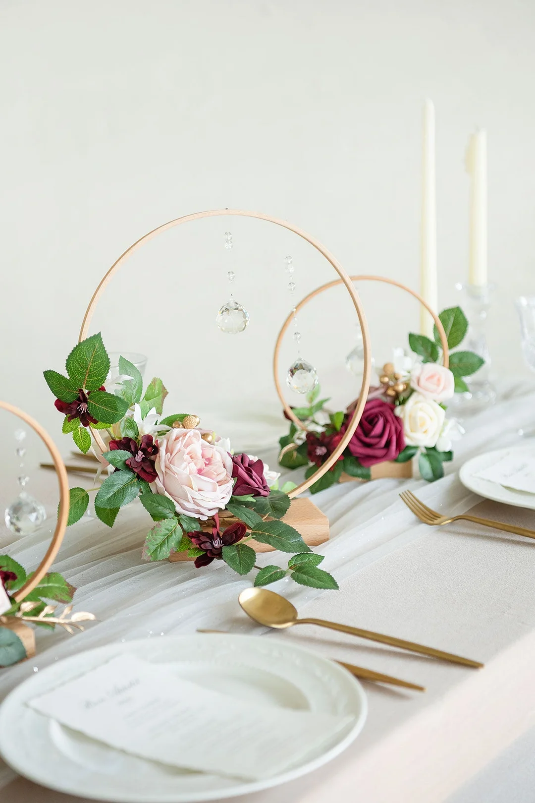 Wreath Hoop Centerpiece Set in Dusty Rose & Mauve