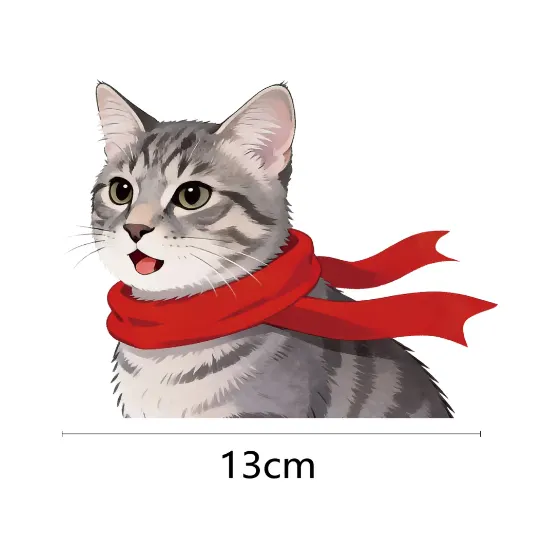 Grey Tabby Cat with White Car Window Static Sticker