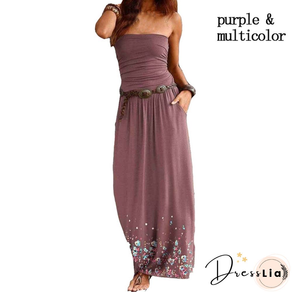 Women's Fashion Summer Sleeveless Printed Dress Slim Casual Tube Top Skirt Lady Oversized Party Dress