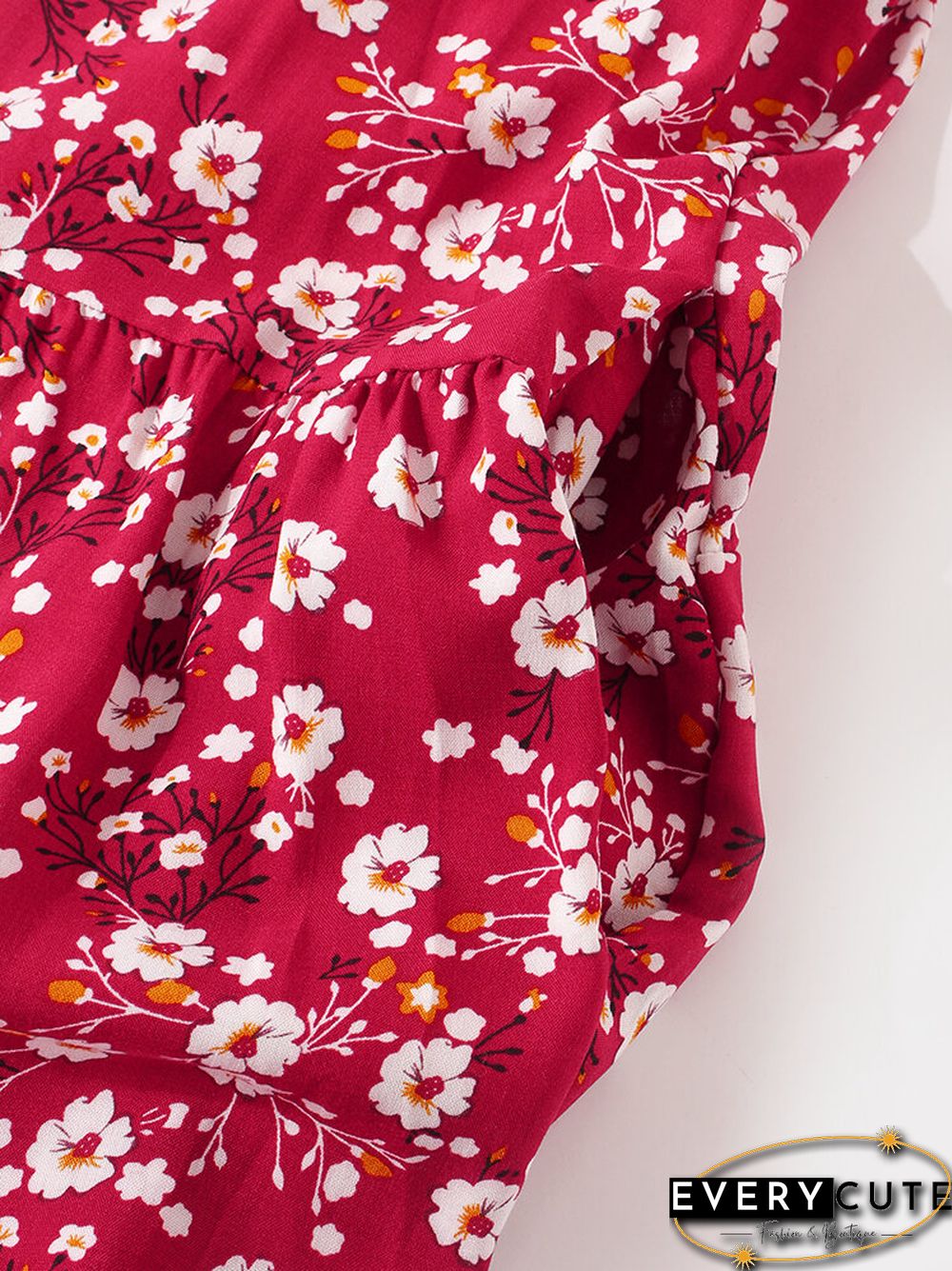 Women Vintage Floral Print O-neck Pocket Long Sleeve Maxi Dress