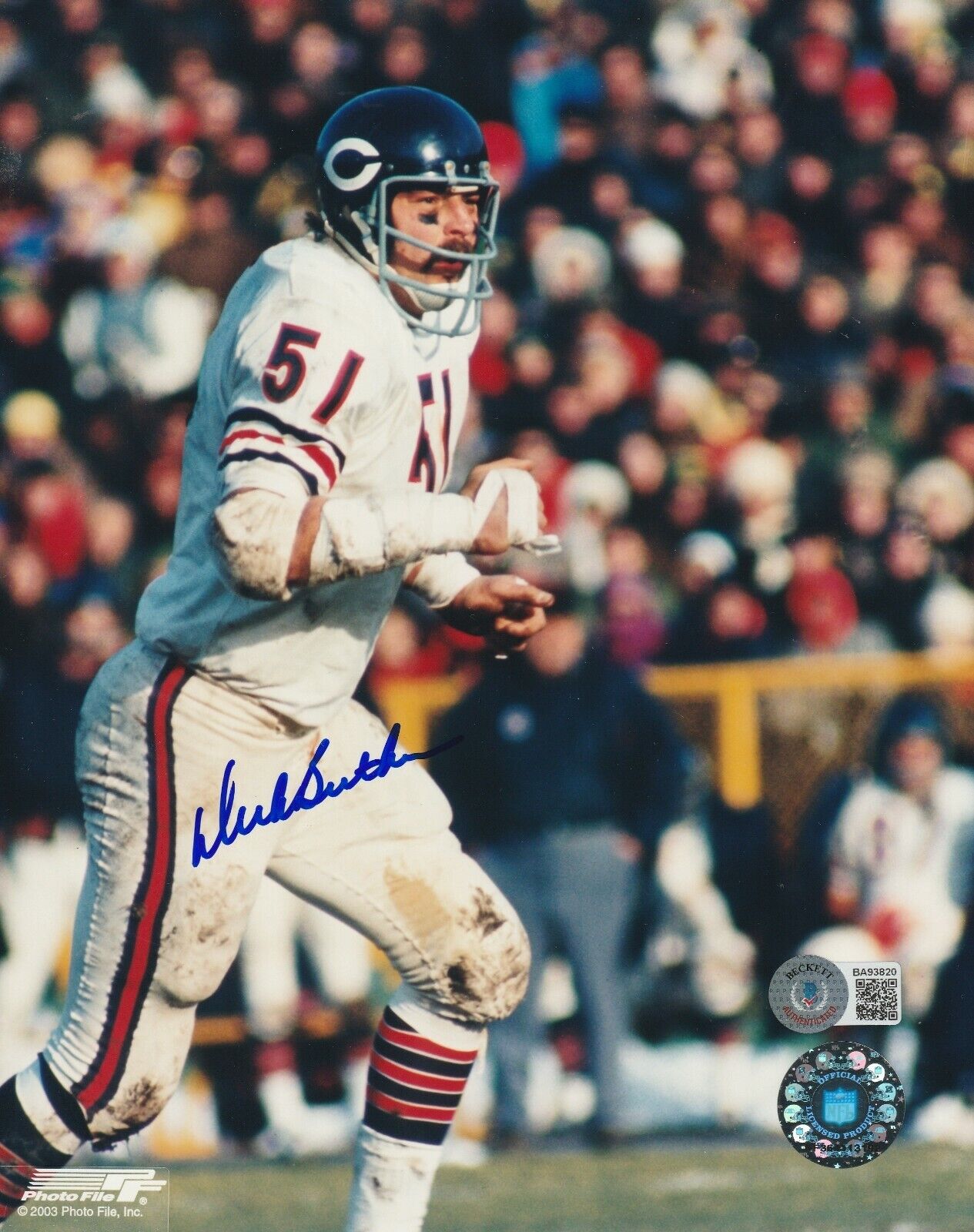 DICK BUTKUS Signed Chicago BEARS 8x10 Photo Poster painting w/ Beckett COA (BAS)