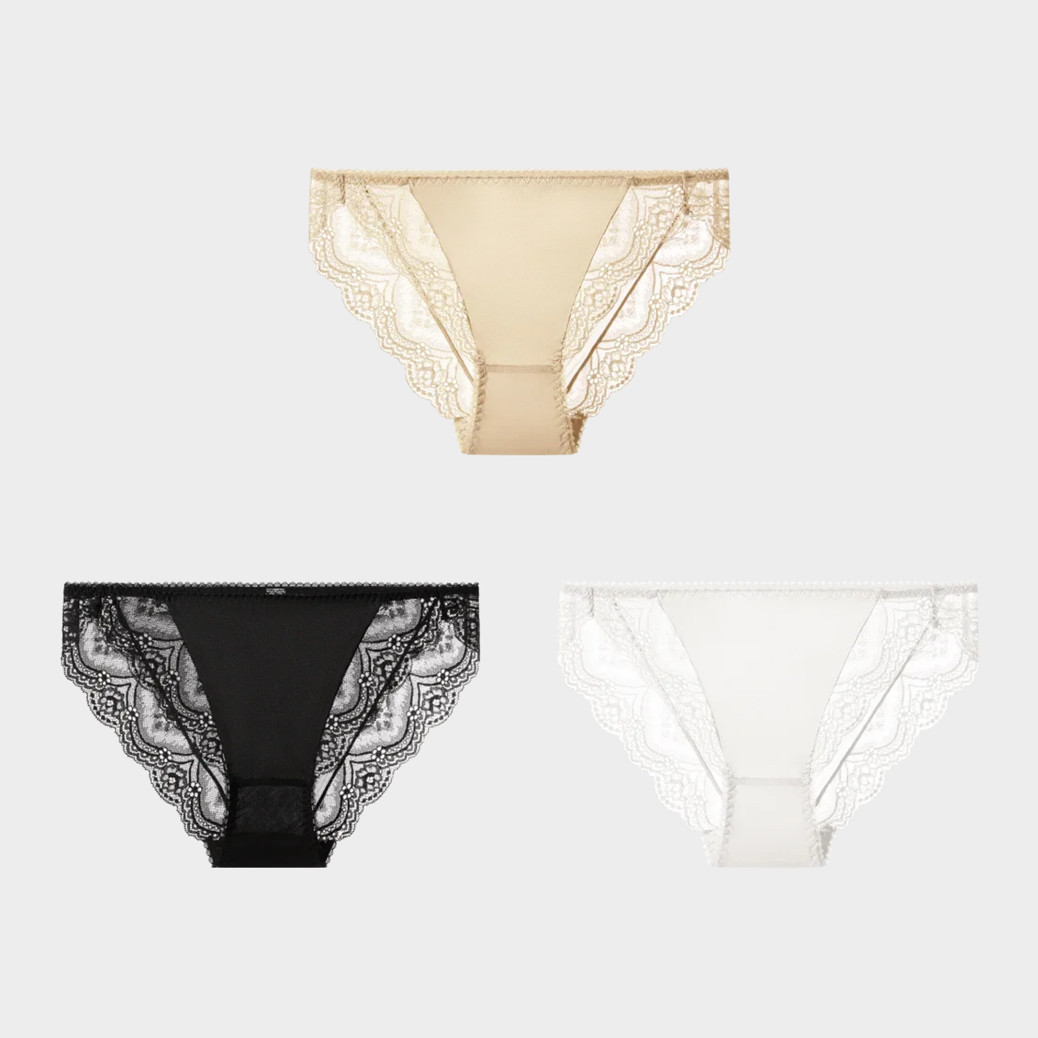 100 Silk with Lace Mid Waisted Briefs for Women 3-Pack REAL SILK LIFE