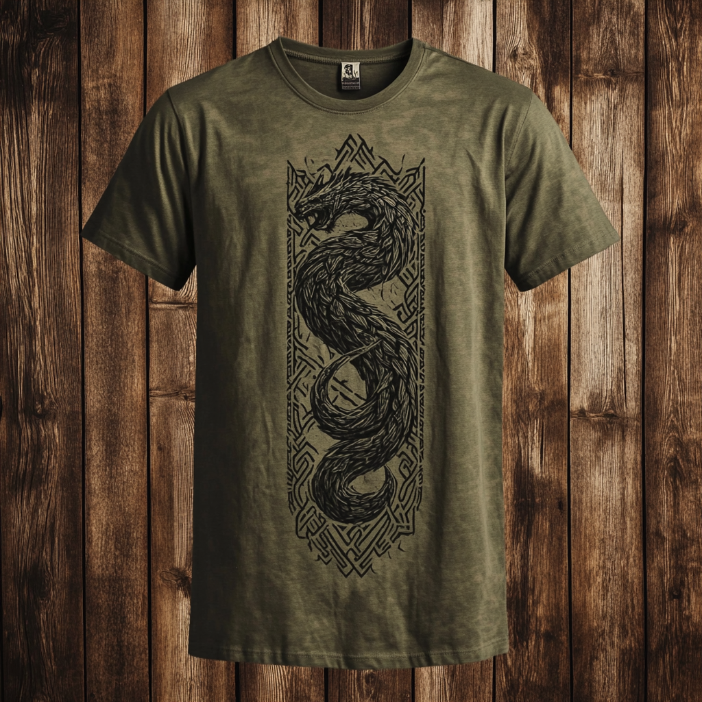 Men's Viking Jormungandr Totem Vintage Print T-shirt / Rvogue / Rvogue