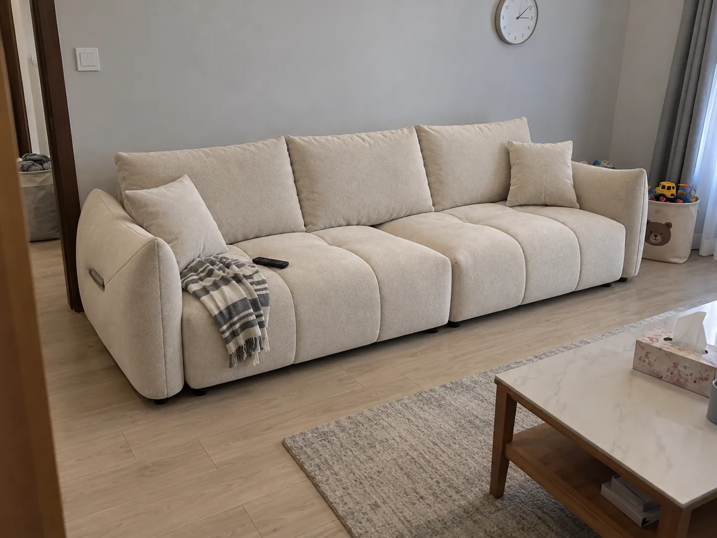 AI-generated Maibao sofa home scene: Family living room