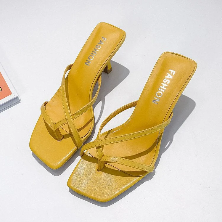 Korean Style Set Toe Mid Heel Crossover Sandals and Slippers