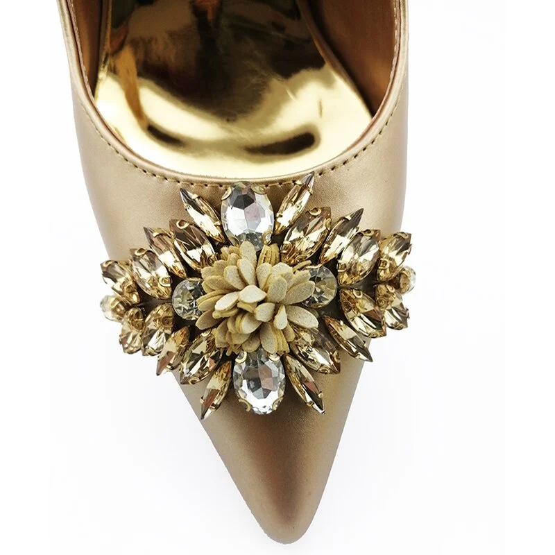 Italian Design New Arrival Nigerian Crystal and Appliques Decoration Style Women Shoes and Bag Set in Purple Color for Party