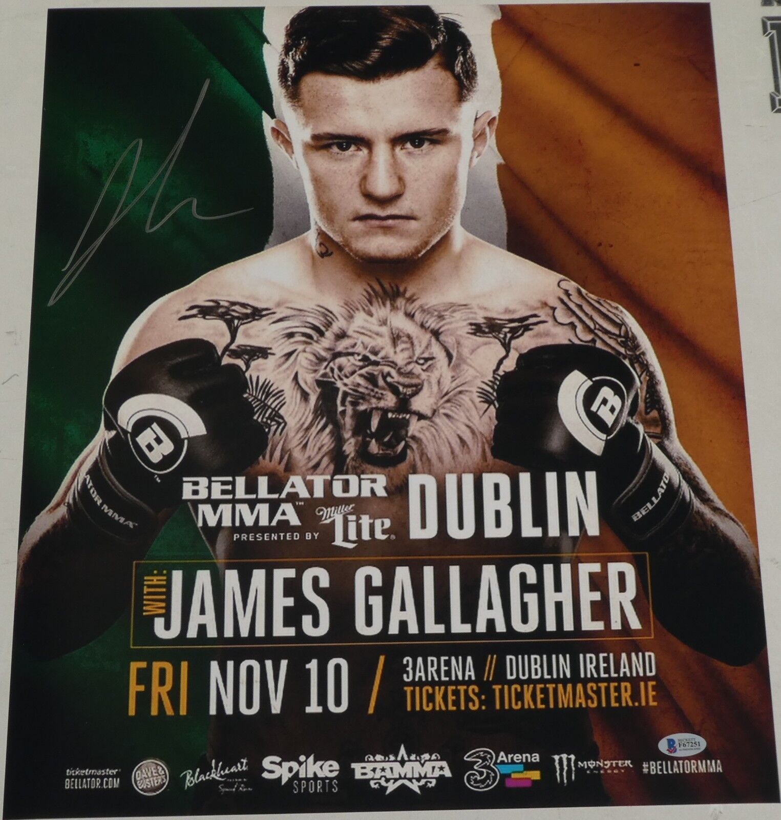 James Gallagher Signed 16x20 Photo Poster painting BAS Beckett COA Bellator MMA Picture Auto'd 3
