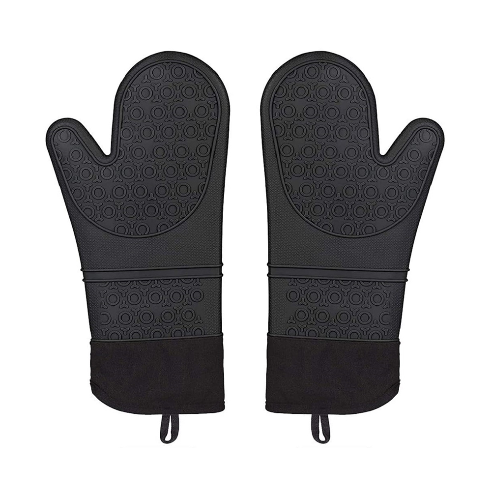 

1 Pair Anti Slip Thicken Silicone Heat Insulation Gloves for Microwave Oven, Black, 501 Original