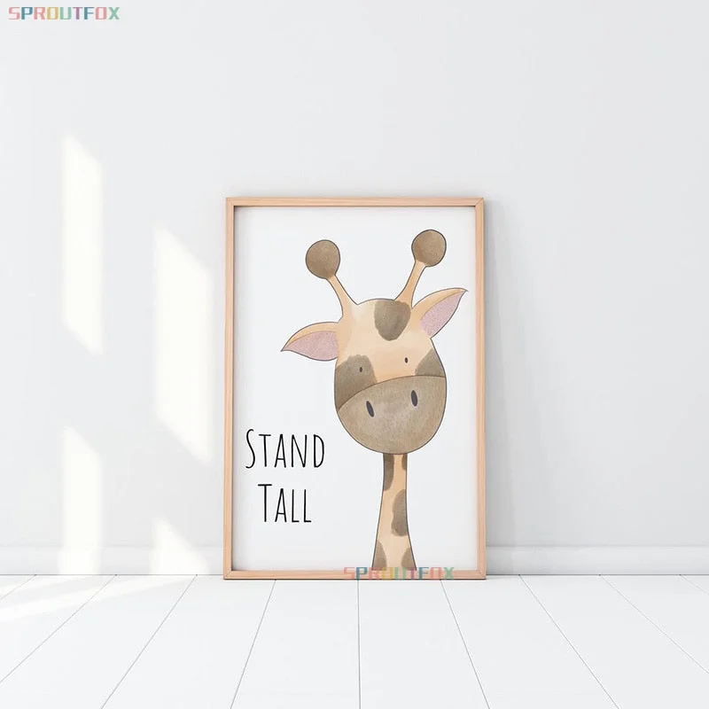 Cartoons Rabbit Wall Poster Art  Kids Room Decoration Cute Giraffe Living Room Poster On Canvas Prints Art Wall