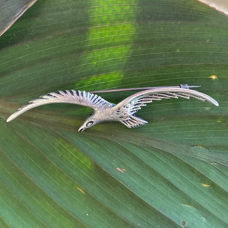Solid Sterling Silver Bird in Flight Pin Mexico