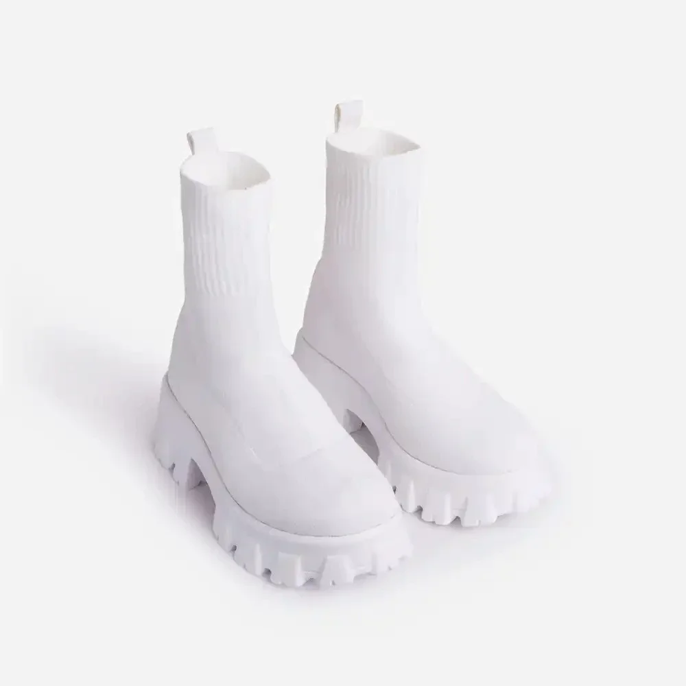 Qengg 2022 New Women's Boots Couple Socks Shoes Women's New Thick-soled Casual Knitted Short Boots Women's Thick Heels