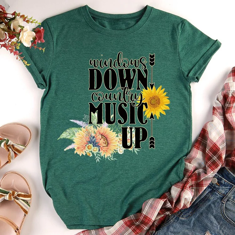 PSL - Windows Down Country Music Up T-Shirt Tee-011742