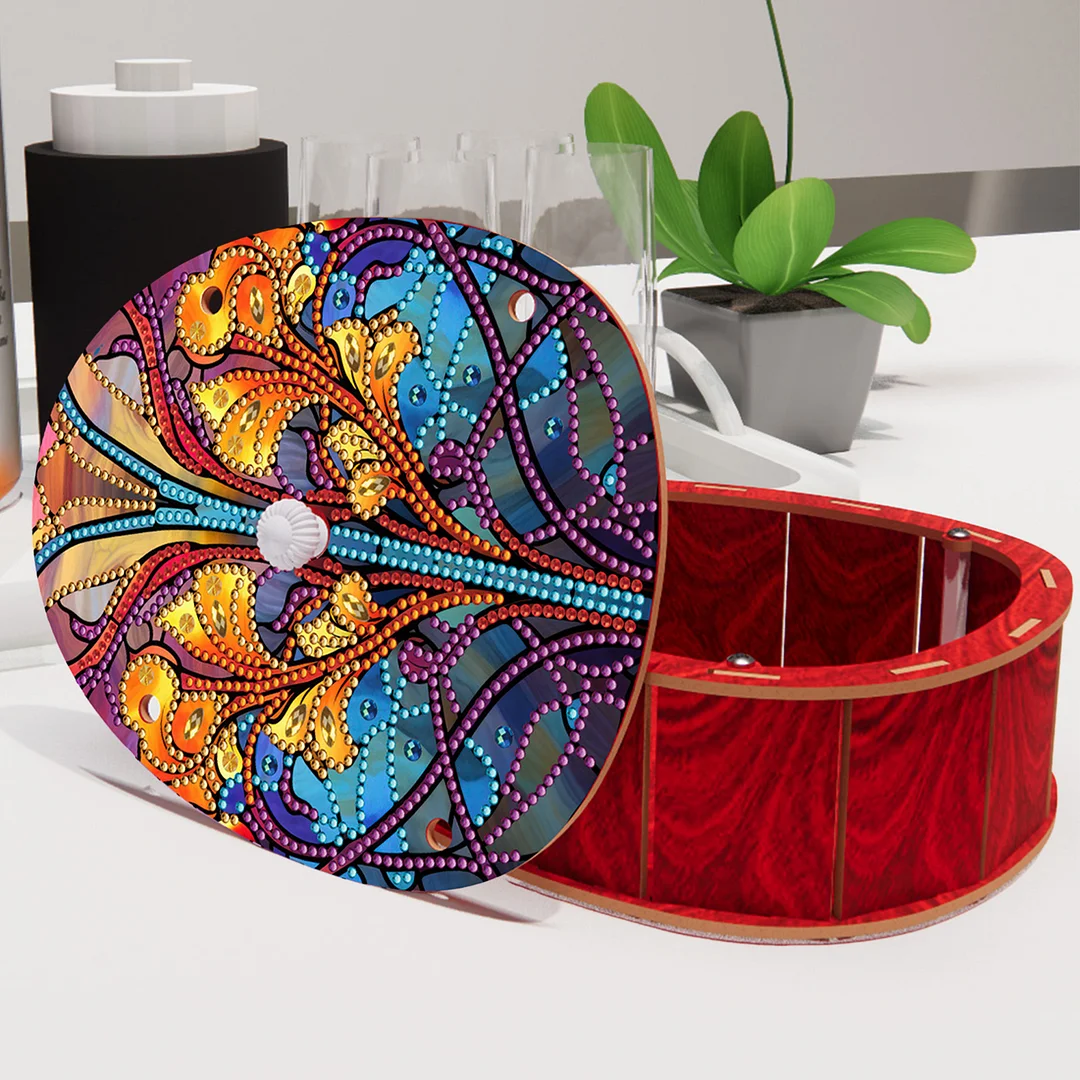 Flower DIY Diamond Art Crystal Painting Storage Box Egg-Shaped Wood Container