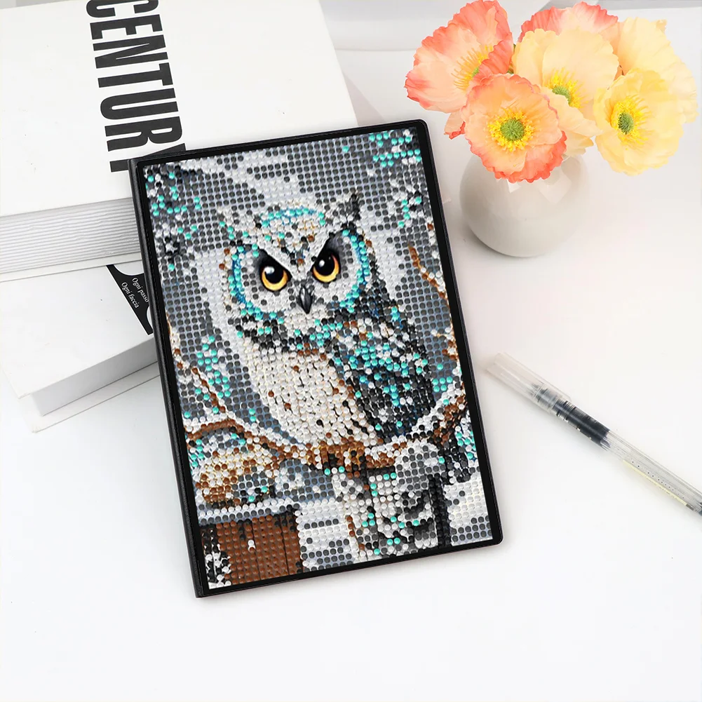 5D DIY Owl Diamond Art Painting Notebook Kit Crystal Notepad Sketchbook Gifts