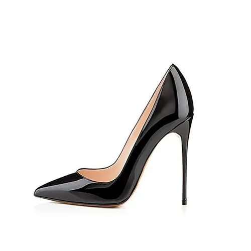 Black Pointed Toe Shoes 8cm 10cm 12cm High Thin Heel