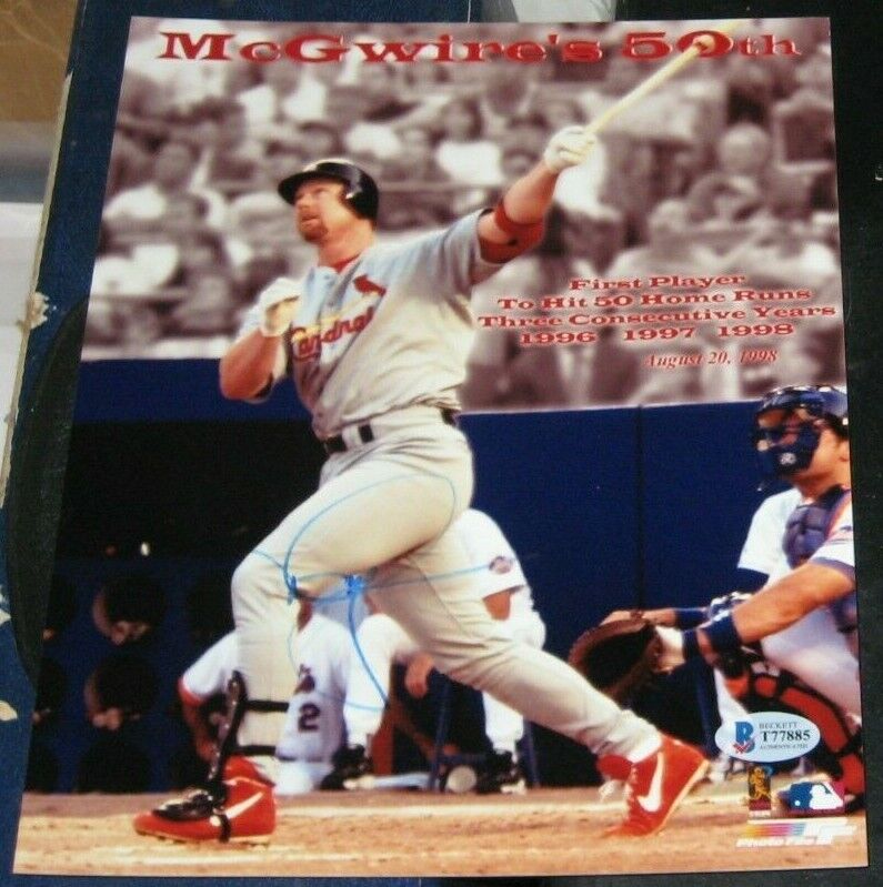 Mark McGwire St Louis Cardinals SIGNED AUTOGRAPHED 50 Homeruns 8x10 Photo Poster painting BAS