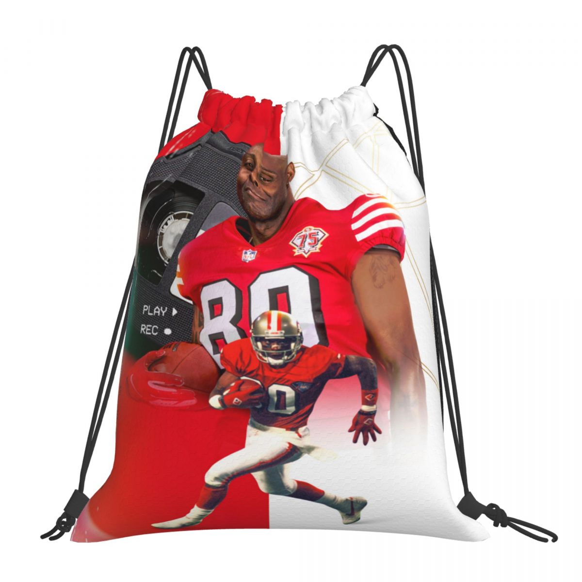 San Francisco 49ers Jerry Rice '94 Red Throwback Waterproof Adjustable Lightweight Gym Drawstring Bag