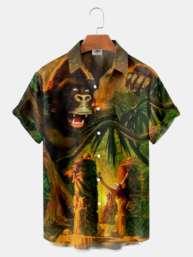 Men's Classic Monster Printed Shirt PLUSCLOTHESMAN