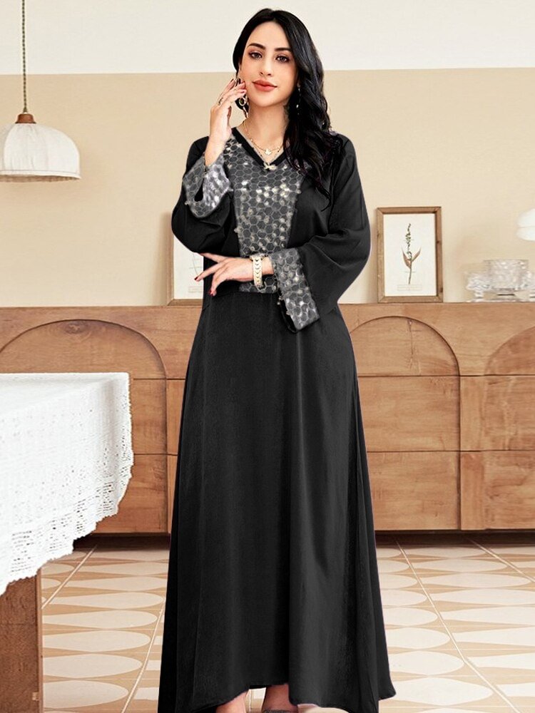 African Americans fashion QFY Abayas For Women Dubai Turkish Kaftan Maxi Robe Long Sleeve Loose Boubou Muslim Fashion Islamic Clothing Evening Gown Kimono Ankara Style QueenFunky