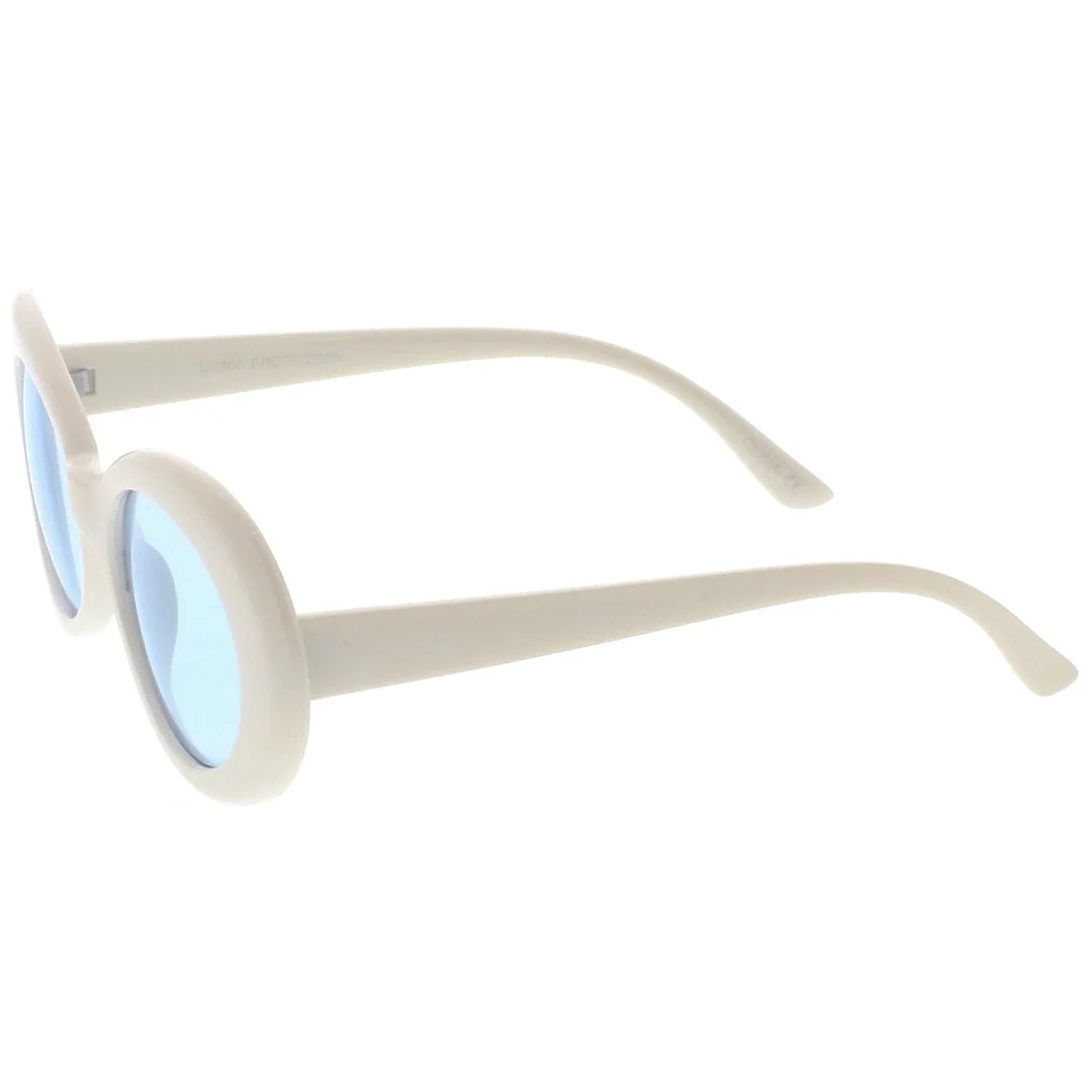 Retro White Oval glasses With Tapered Arms Colored Round Lens  51mm