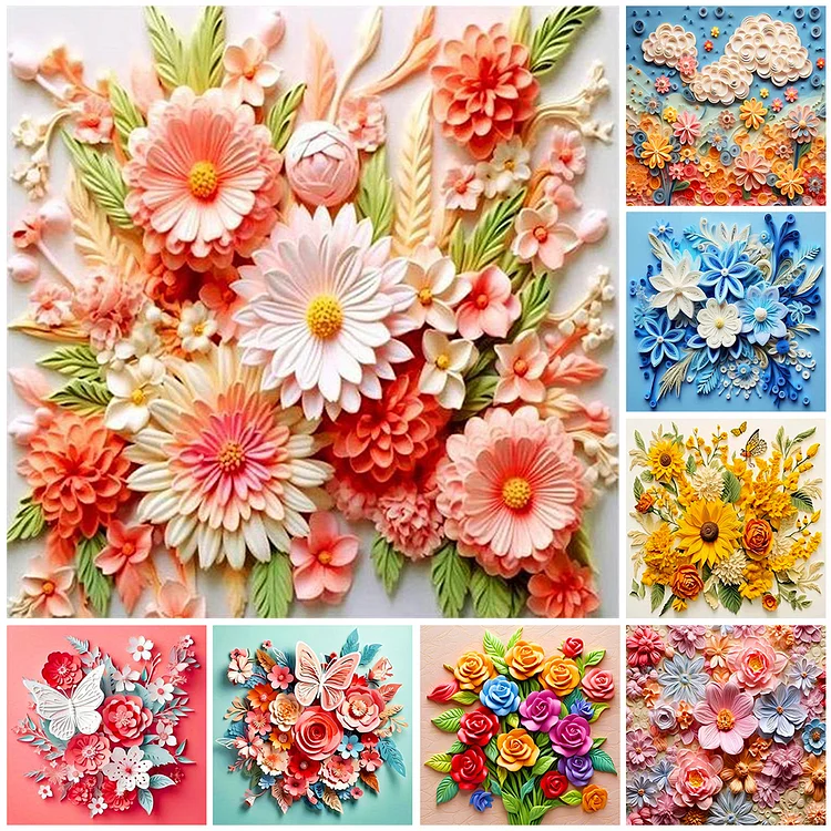 Square Rhinestone Diamond Painting Crystal -Dynamic Floral Fantasy,5D DIY Diamond Art Kit Full Drill Paint by Number Set with Tools and Accessories