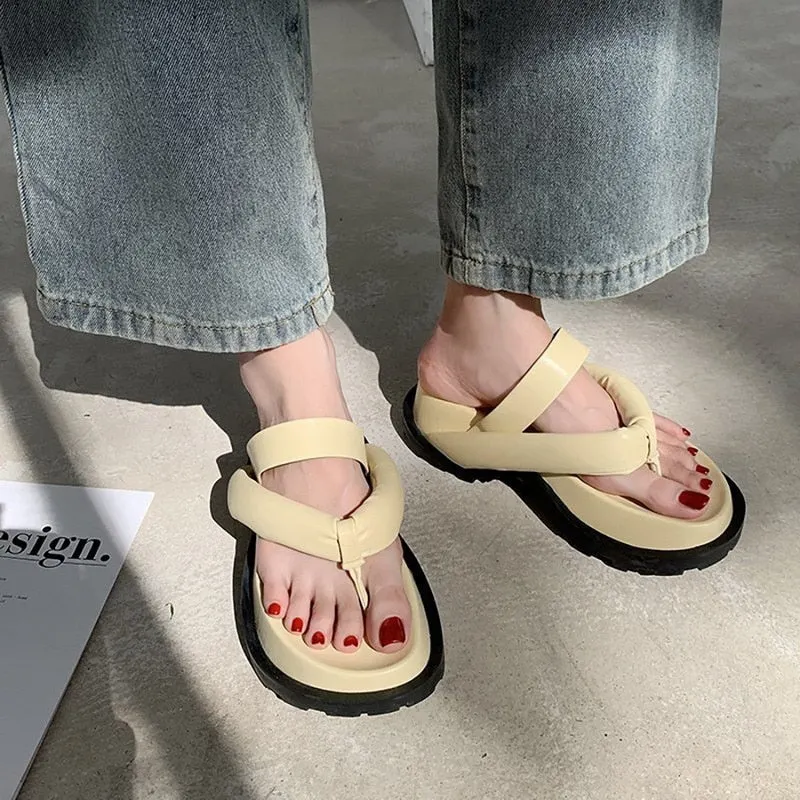 Women Summer Thick Bottom Slippers Comfy Women Sandals Ladies Mid-heels Flip Flops Platform Shoes Female Comfort Leisure Sandals