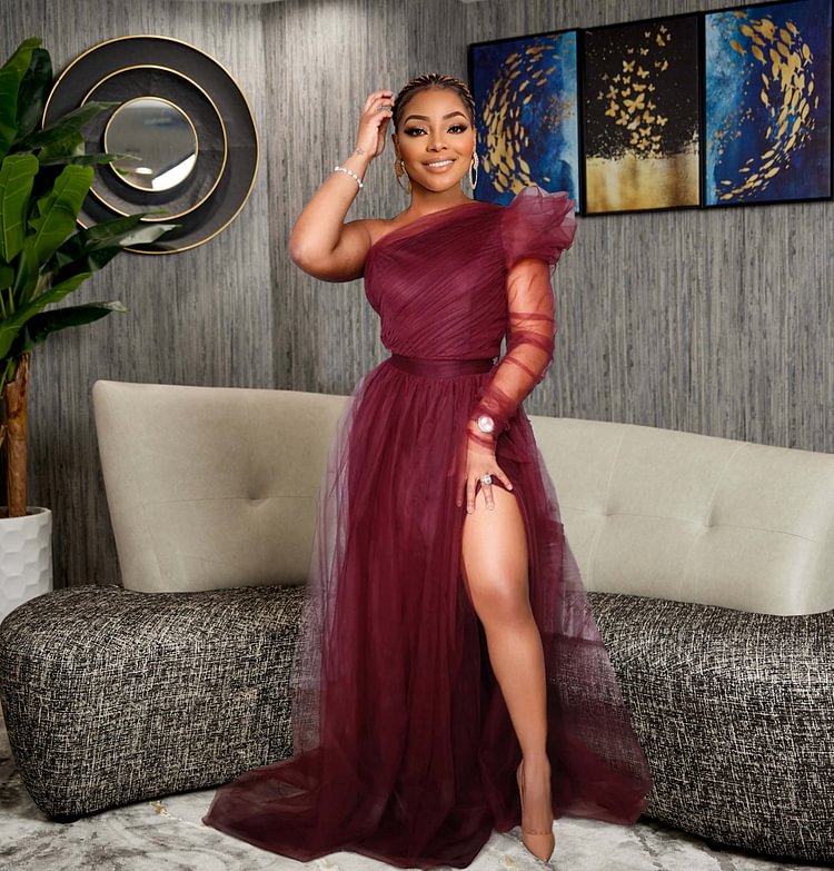 Elegant One Sleeve Tulle Birthday Elegant Formal Prom Maxi Dresses