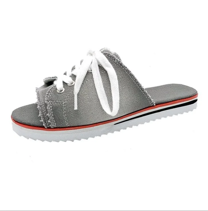 Fashion Women Peep-toe denim Sandals Breathable Summer Shoes Comfortable Casual Slippers Ladies New Flat Shoes Zapatos Mujer