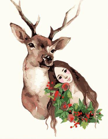 

Deer With a Girl – Paint By Numbers - 40*50CM, 501 Original