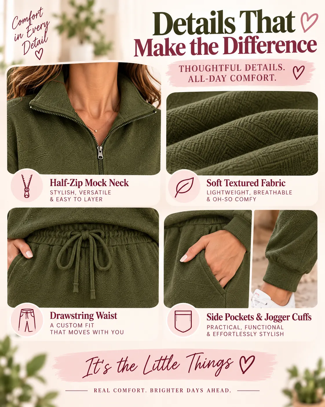 Comfortable women's matching sweatsuit for everyday wear