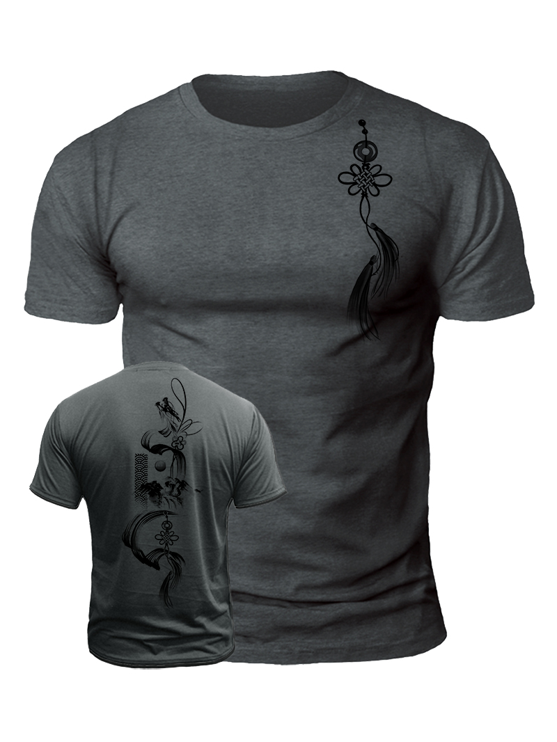 Men's Tassel Chain Print Casual Short Sleeve T-shirt