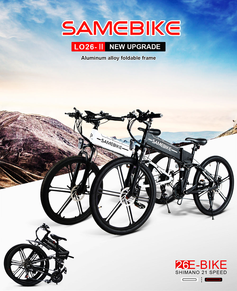 SAMEBIKE LO26-II 26\\ Folding Electric Bicycle Gear Speed Mountain Bike 500W  48V 10AH 30km/h | Hekka