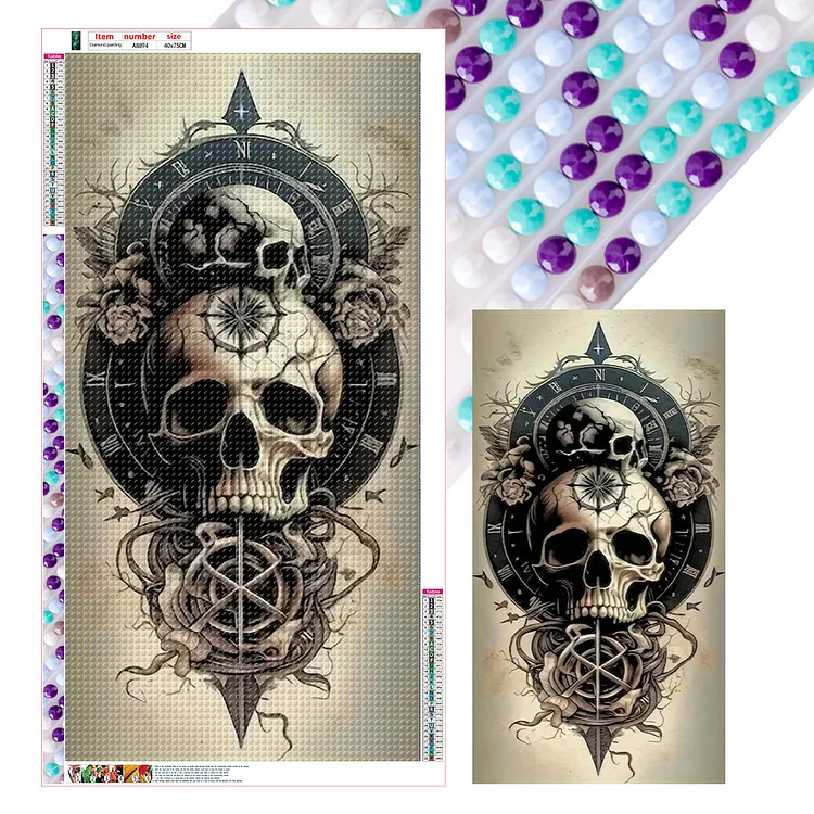 Skull 40*75CM (Canvas) Full Round Drill Diamond Painting gbfke