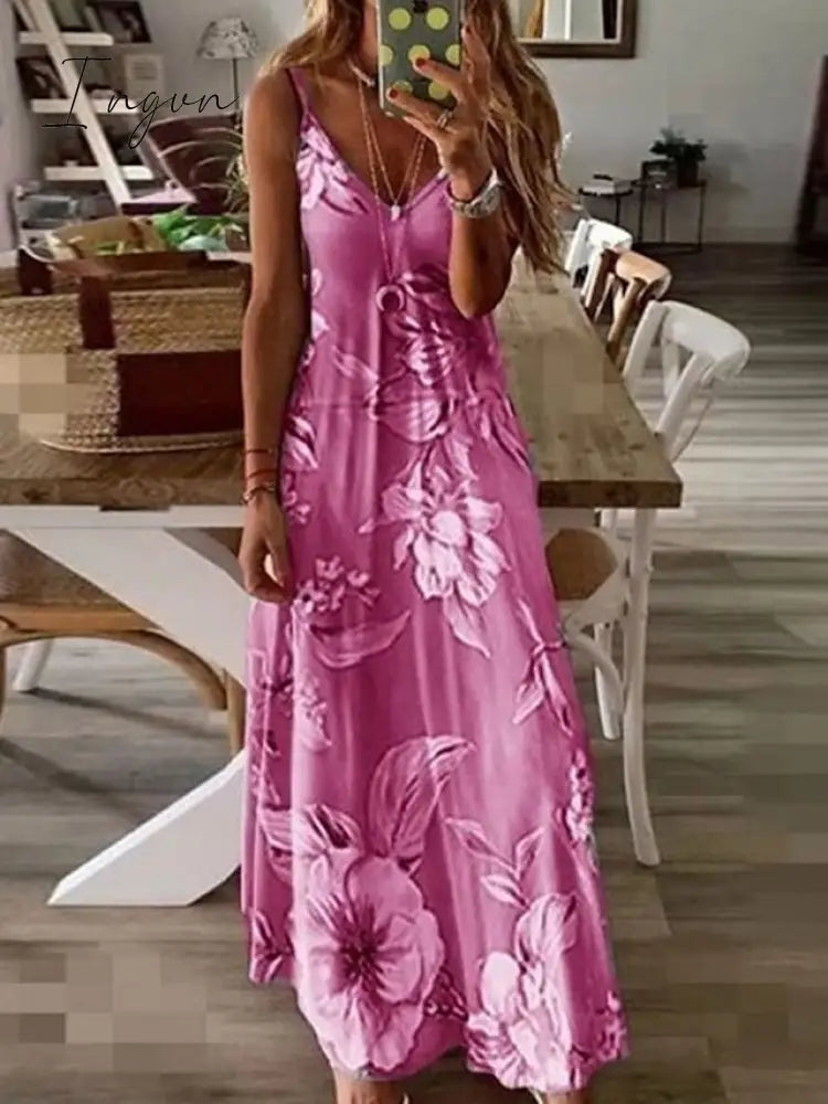 Ingvn - Women’s Long Dress Maxi A Line Summer Print Floral Fashion Modern Daily Holiday Date