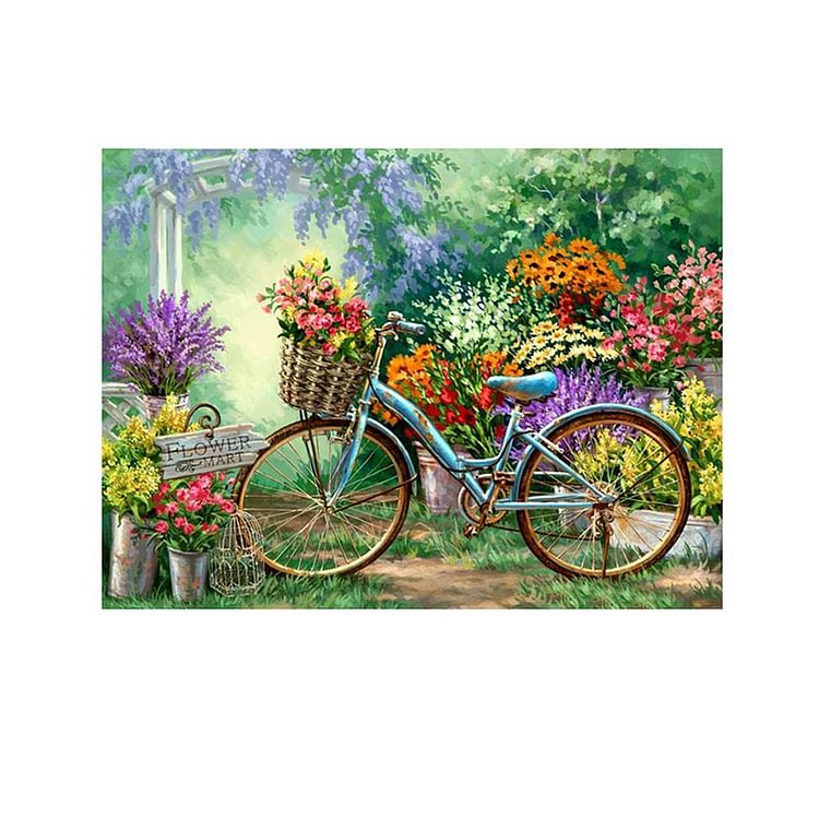 Garden Bike - Round Drill Diamond Painting - 40x30cm(Canvas)